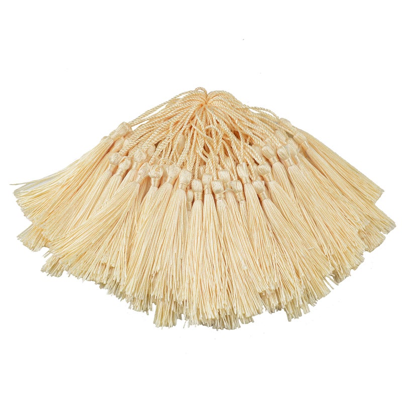 Makhry Tassels 100pcs Bookmark Tassels with Tight Knot 13cm/5 Inch for Crafts Bookmarks Jewelry Making Graduation Gifts DIY Phone Accessory (Cream) - Image 1